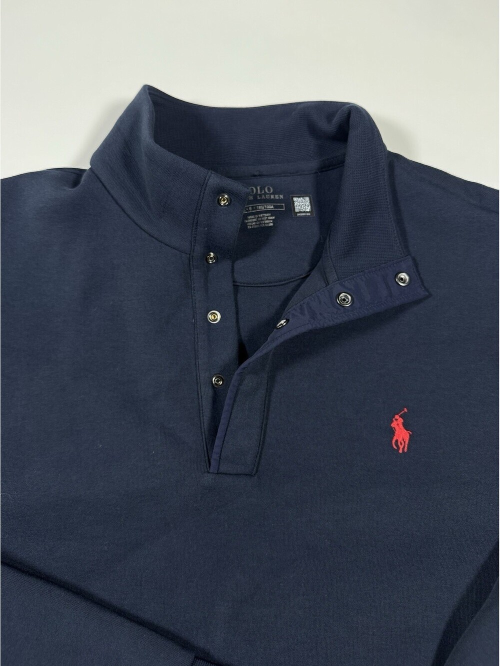 Polo Ralph Lauren Men’s L Navy Snap Mockneck Pullover Sweatshirt Red Pony
